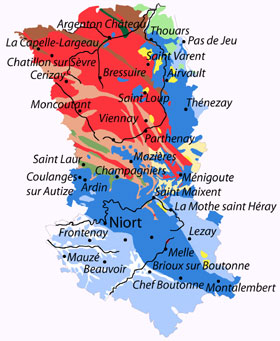 SFO Poitou-Charentes et Vendée. Cartographie Orchidées des Deux-Sèvres. Carte Géologique