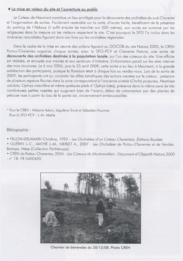 Protection - gestion : (7) Protection et gestion du coteau de Maumont en sud-Charente. (CREN Poitou-Charente & SFO-PCV)