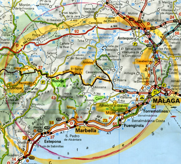 ESPAGNE (2) - Orchidées de la Province de Andalucia - Carte routière et stations à Malaga. Société Française d'Orchidophilie de Poitou-Charentes et Vendée.